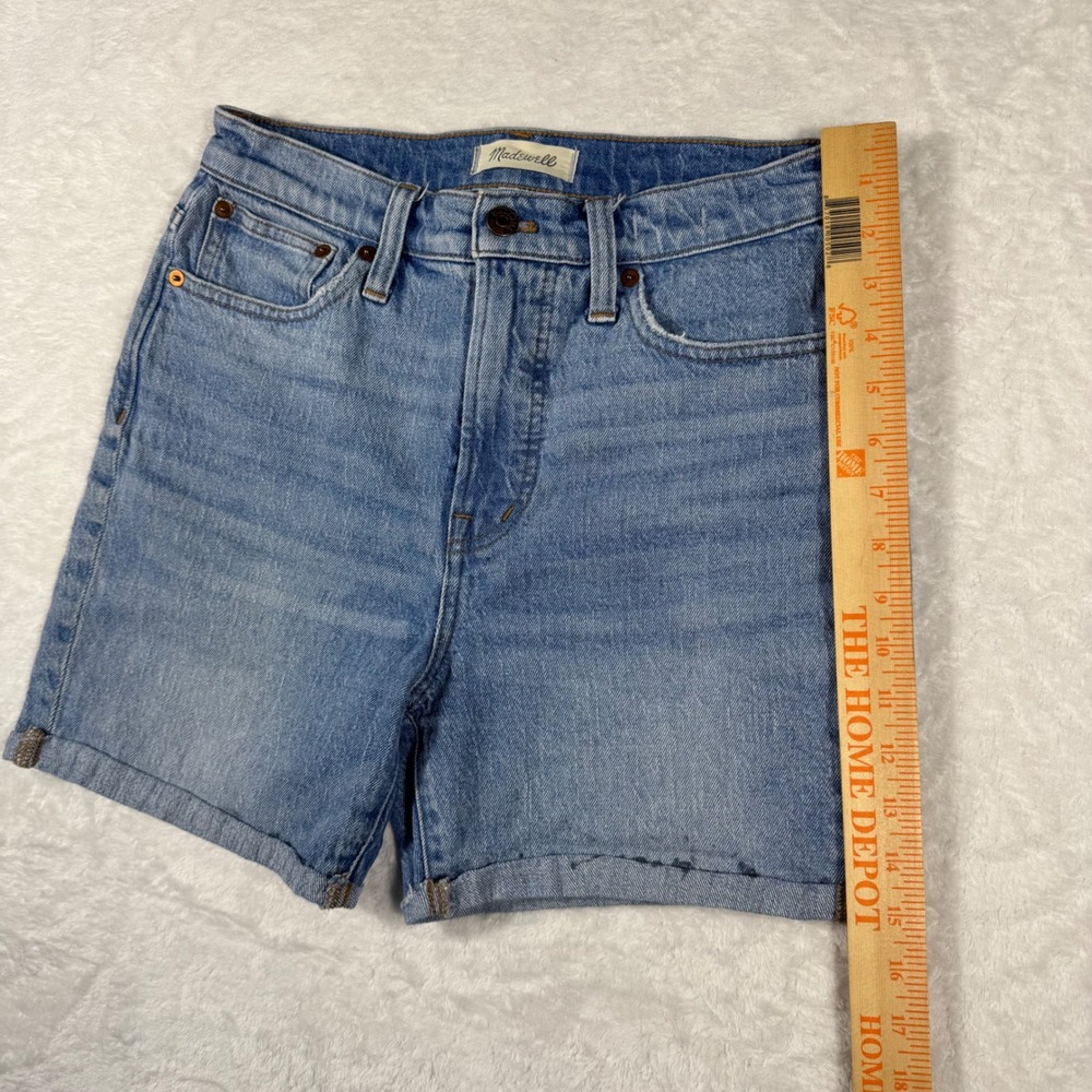 Madewell High Rise Denim Cuffed Shorts Light Wash Blue 26 Womens - Picture 6 of 10